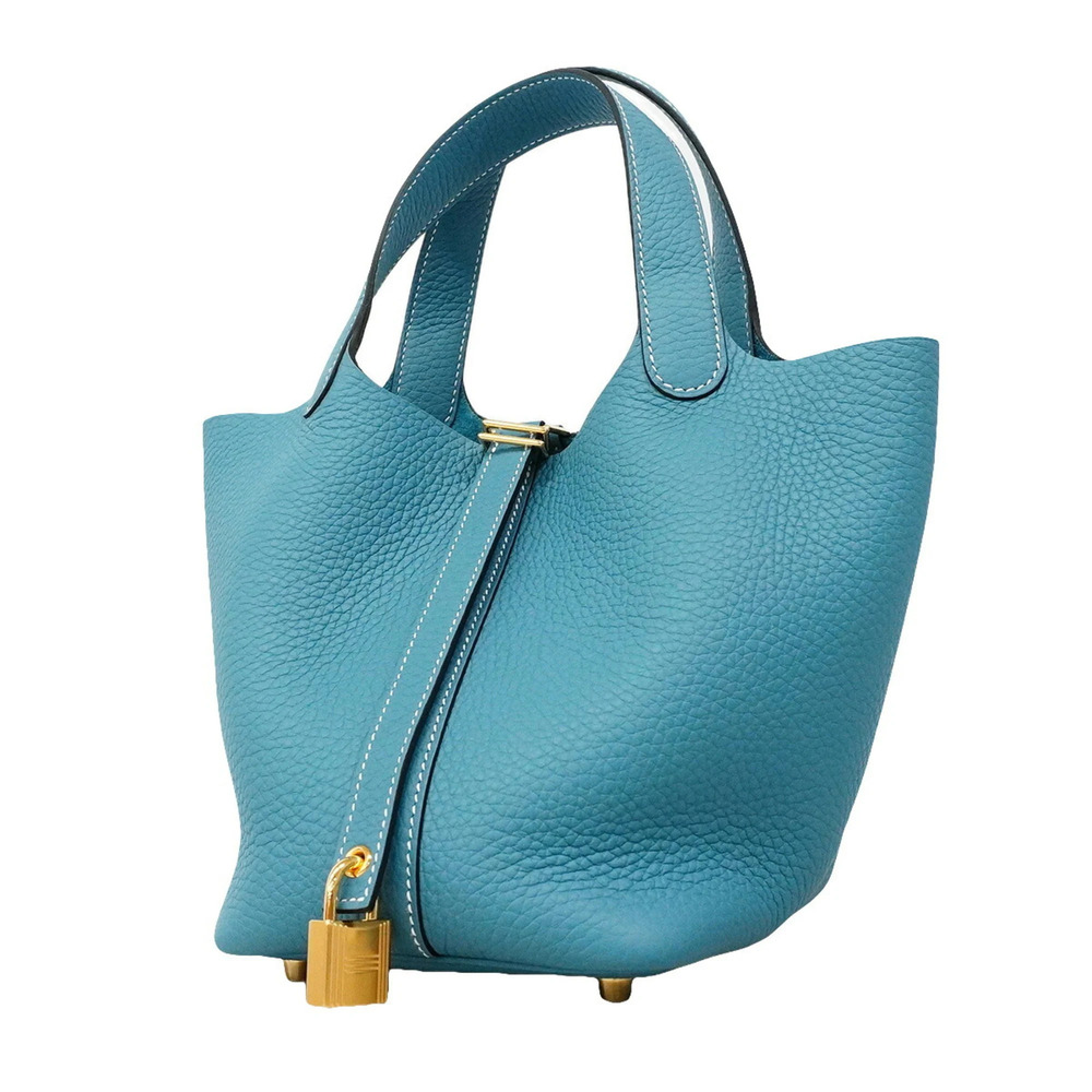 Hermes Picotin Lock PM handbag, Taurillon Clemence leather, New Blue Jean, K ...